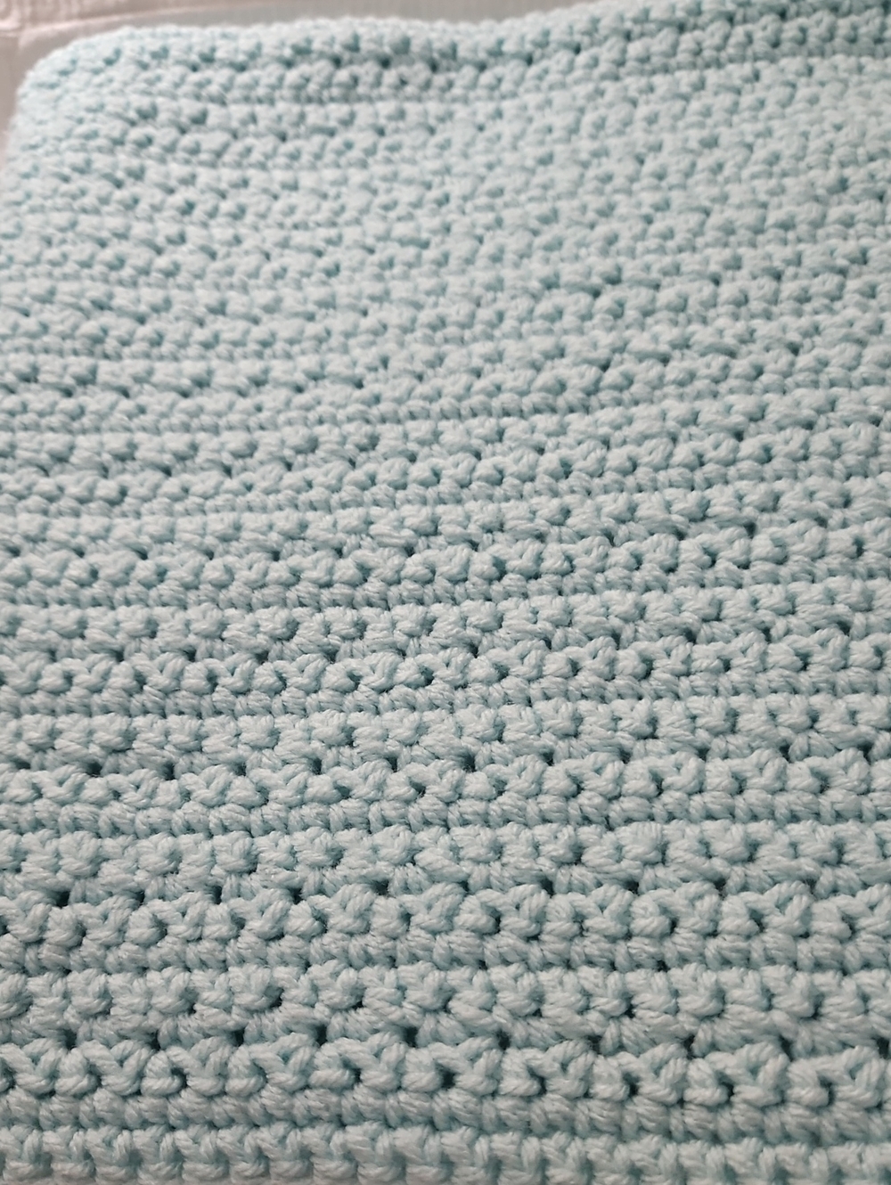 Pale Green Wool Hand Knitted Crochet Baby Blanket